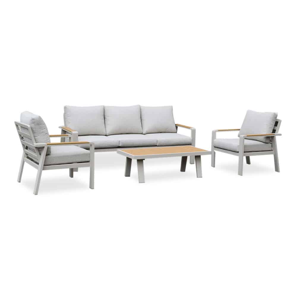 lola stoel bank loungeset 5 personen | aluminium + polywood | beige | 4 delig