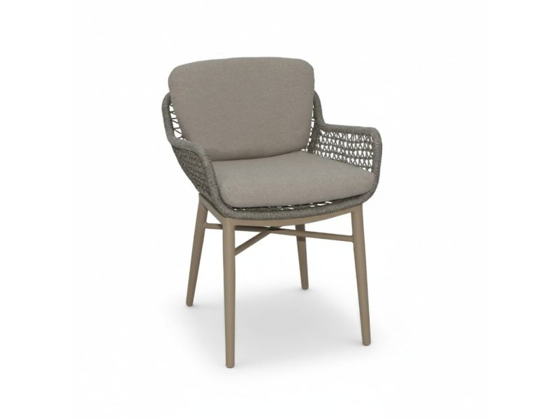 Mila dining tuinstoel | touw + aluminium | beige