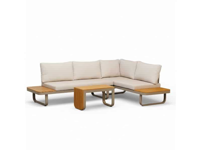 Montreal chaise longue balkon loungeset 4 personen | aluminium + polywood | beige | 3-delig