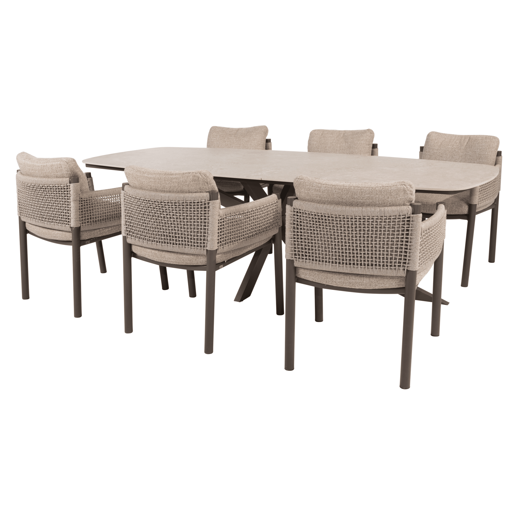 prado savanne dining tuinset 240x105xh75 cm 7 delig keramiek terre 4 seasons outdoor