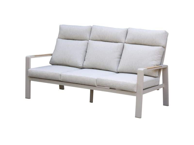 Ripasso 3-zitsbank latte zand aluminium teak