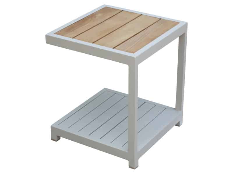 Ripasso bijzettafel aluminium latte zand teakblad