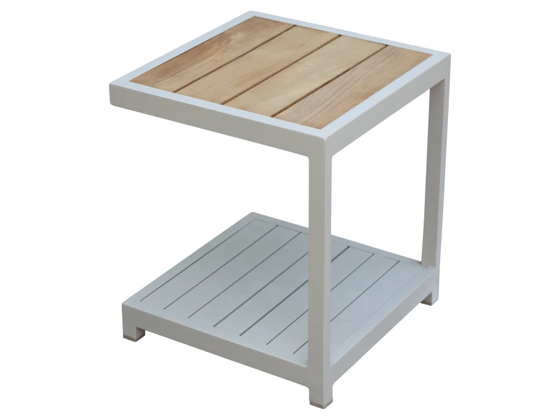 Ripasso bijzettafel aluminium latte zand teakblad