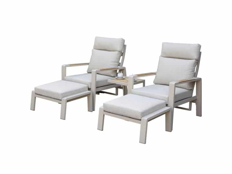 Ripasso lounge balkonset verstelbaar 5 delig latte zand aluminium teak
