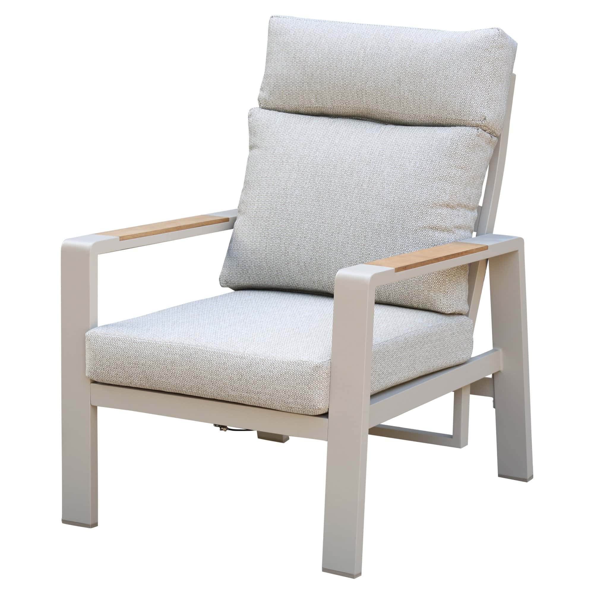 ripasso verstelbare lounge tuinstoel latte zand aluminium teak