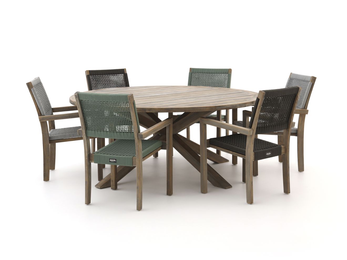 rough batang rope/rough y ø 180cm dining tuinset 7 delig stapelbaar laagste prijsgarantie!