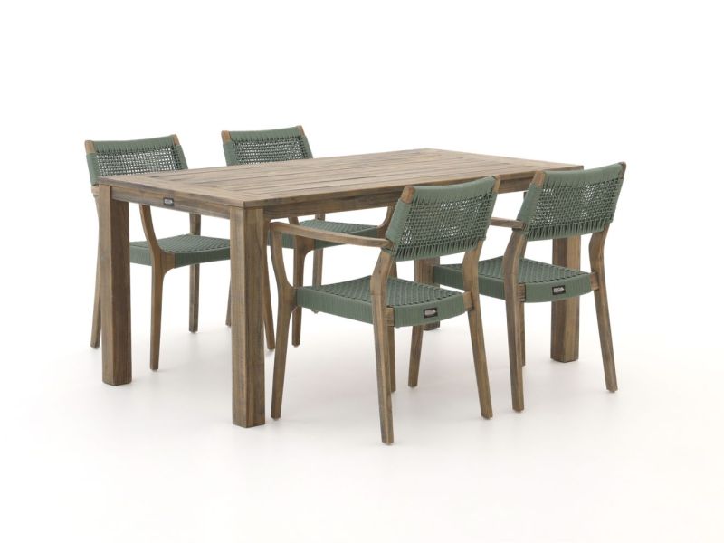 ROUGH-L Rope/ROUGH-S 160cm dining tuinset 5-delig stapelbaar - Laagste prijsgarantie!