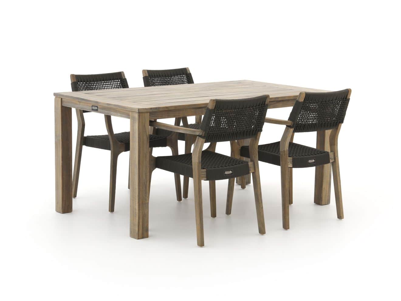 rough l rope/rough s 160cm dining tuinset 5 delig stapelbaar laagste prijsgarantie!