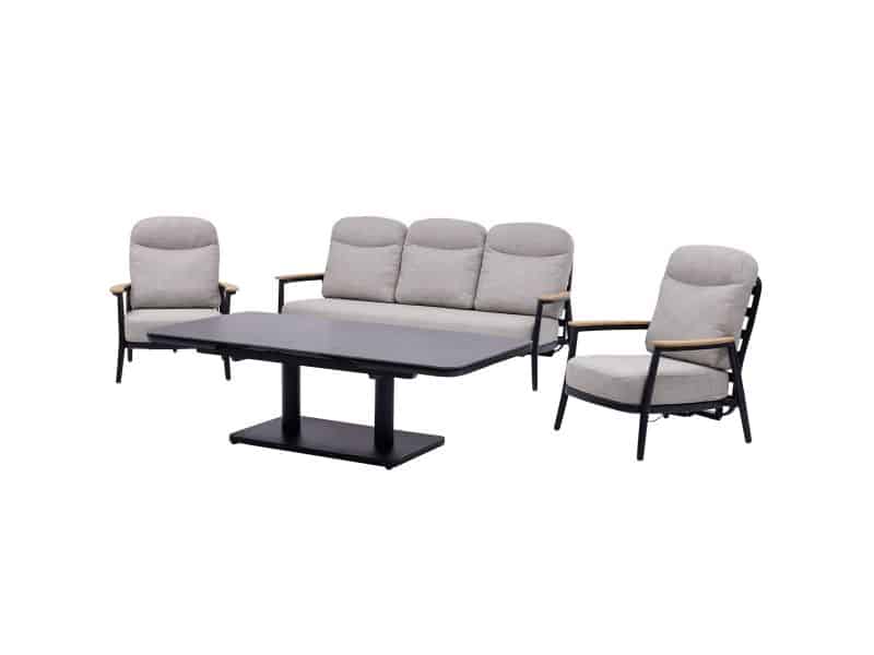 Savanna verstelbare loungeset 4 delig antraciet aluminium