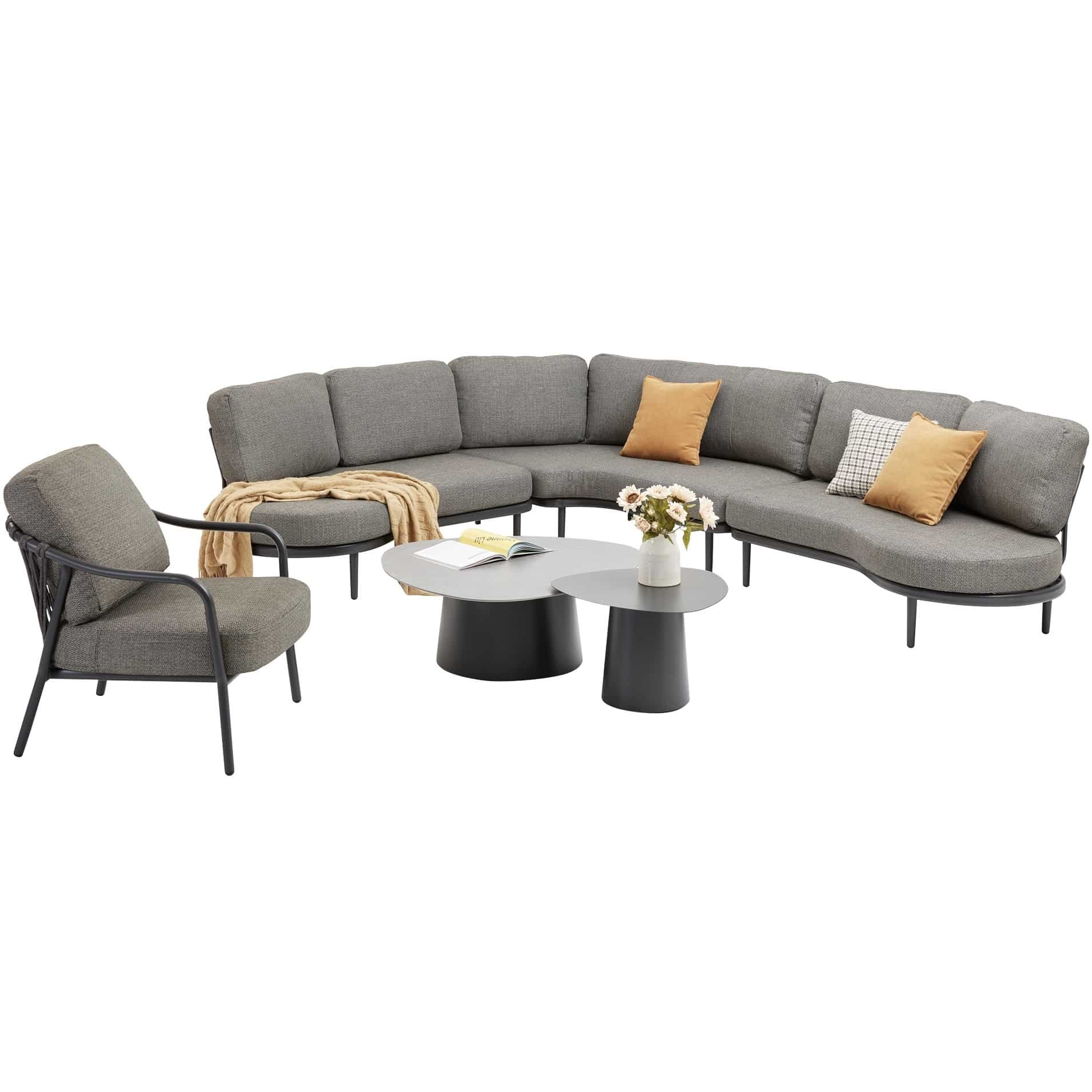 serenno organische loungeset 6 delig antraciet aluminium