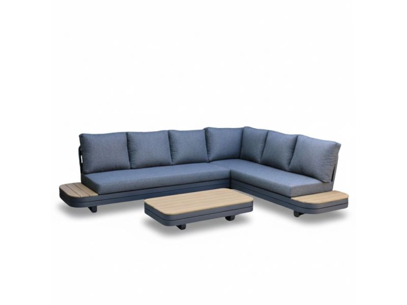 Serrento hoek loungeset rechts 6 personen incl. tafel | aluminium + polywood | antraciet | 4-delig