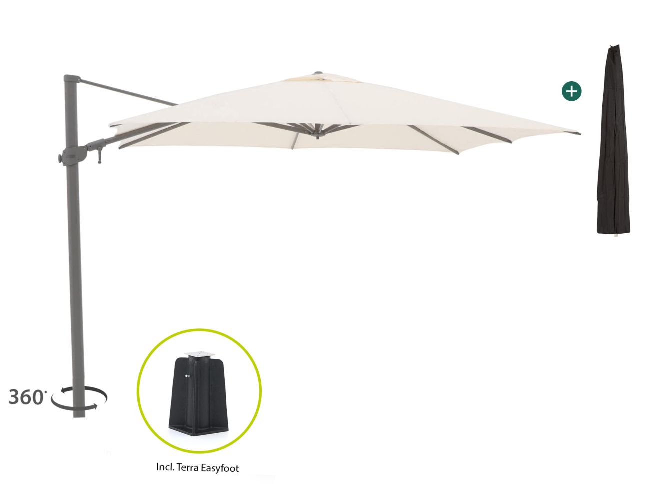shadowline austin zweefparasol 300x300cm laagste prijsgarantie!