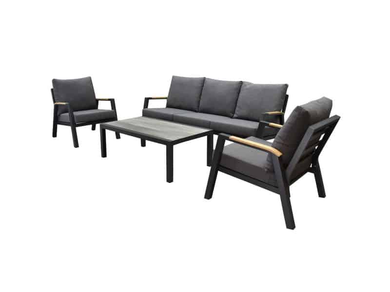 Showroommodel Montenegro stoel-bank loungeset 4-delig antraciet aluminium