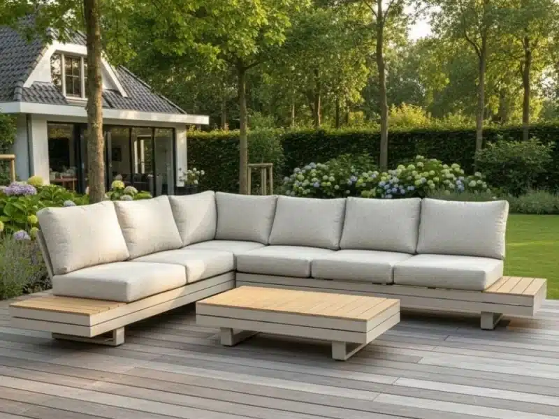 Vegas hoek loungeset-links 6 personen incl. tafel | aluminium + polywood | beige | 5-delig
