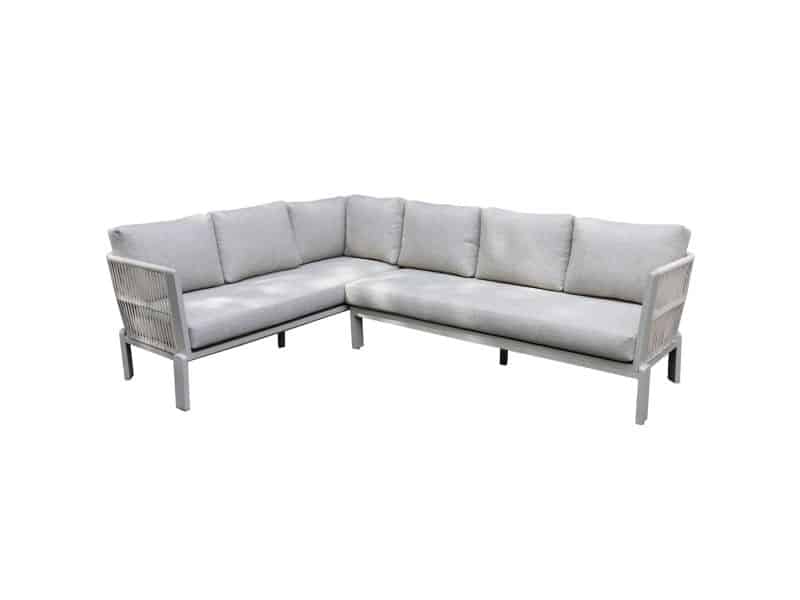 Veneto hoek loungeset 2 delig aluminium latte zand rope