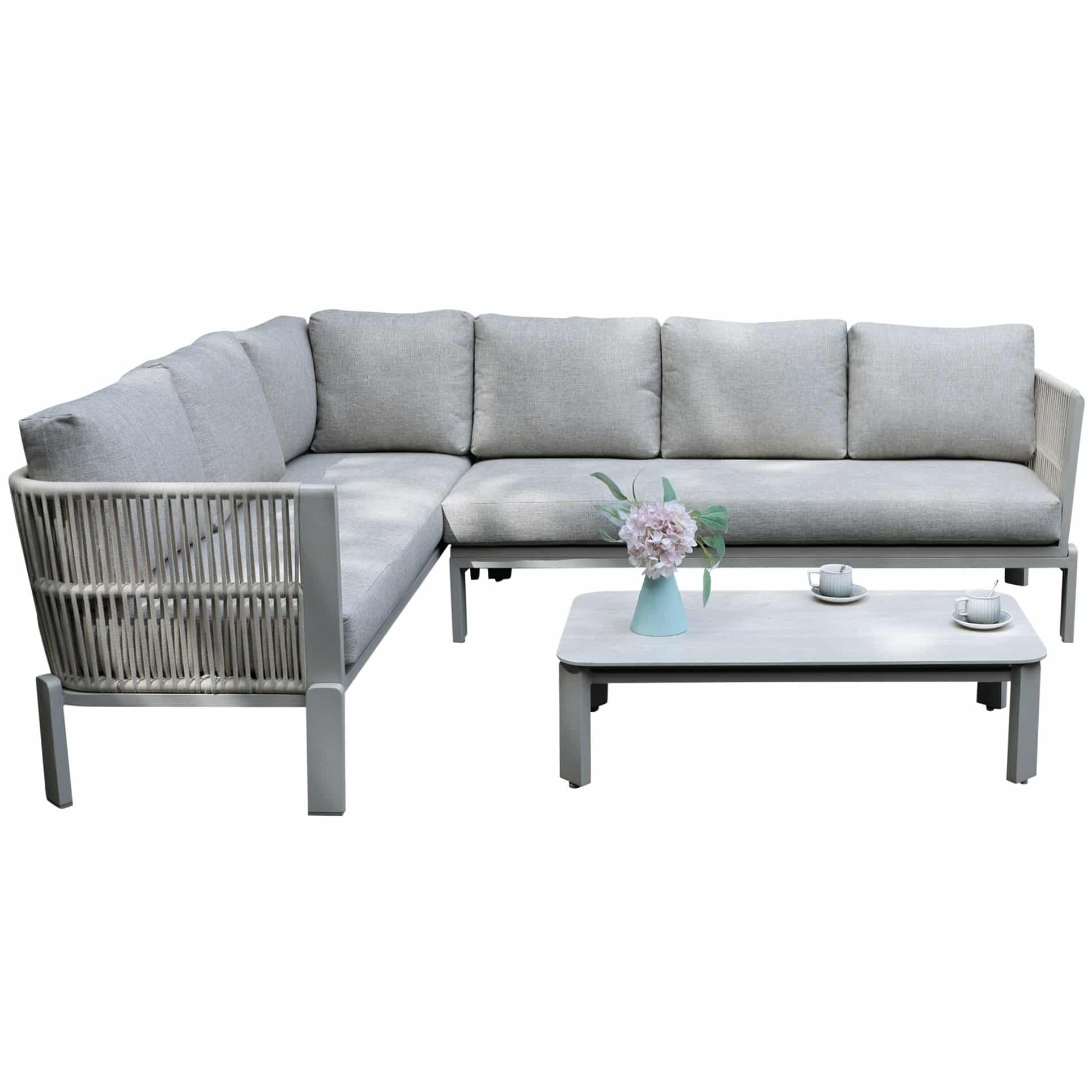 veneto hoek loungeset 3 delig aluminium latte zand rope