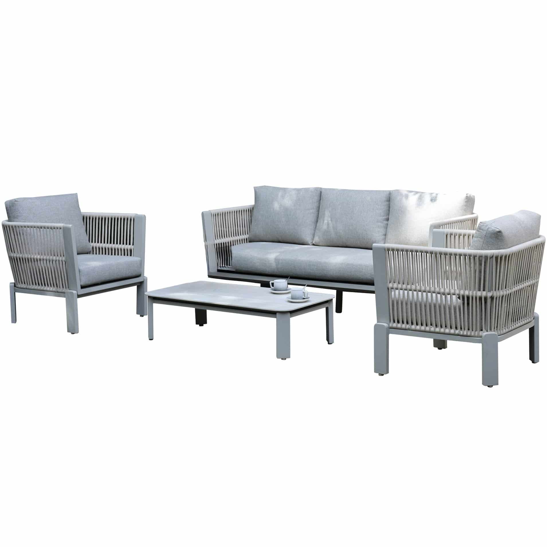 veneto stoel bank loungeset 4 delig aluminium latte zand rope