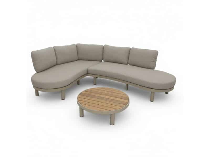 Washington hoek loungeset 5 personen | aluminium + hardhout | beige | 4-delig - 259x195cm