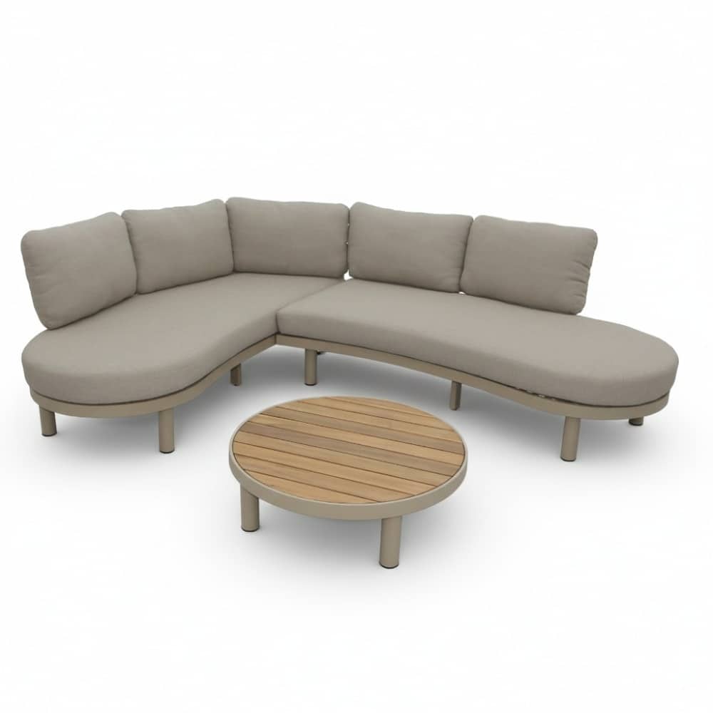 washington hoek loungeset 5 personen | aluminium + hardhout | beige | 4 delig 259x195cm