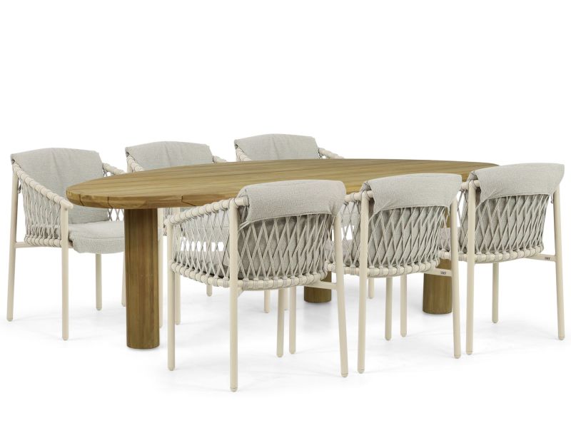 4 Seasons Outdoor Allora/Leafline 240 cm dining tuinset 7-delig