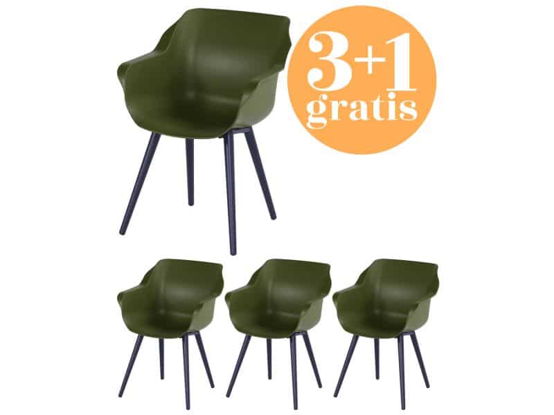 4 x Hartman Sophie Studio dining armstoel Black / Moss