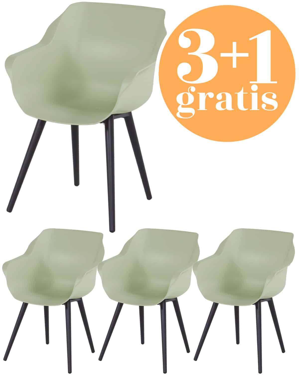 4 x hartman sophie studio dining armstoel french green