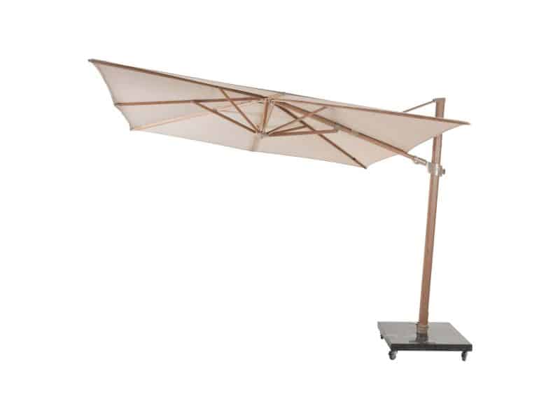 4SO Siesta premium zweefparasol 3x3 woodlook sand