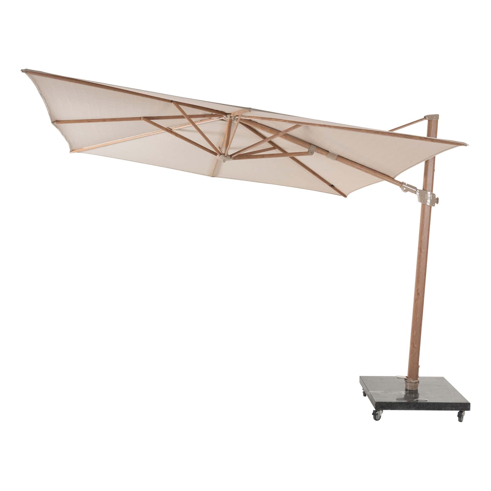 4so siesta premium zweefparasol 3×3 woodlook sand