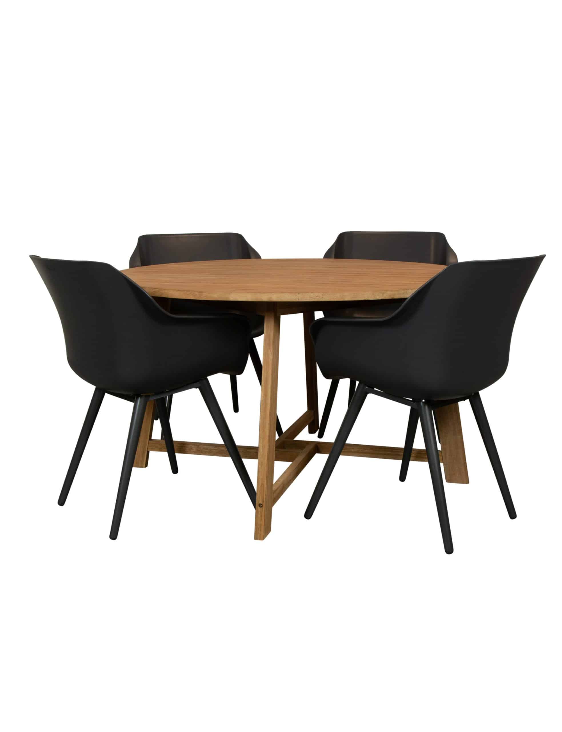 alexander teak tuintafel 130 rond met sophie studio dining tuinstoel