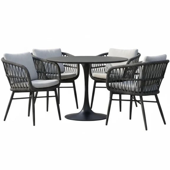 arezzo flair dining tuinset 5 delig antraciet 120xh75cm