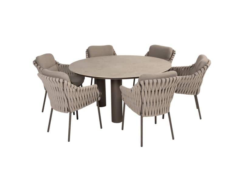 Arizona Montera dining tuinset 7 delig 160 cm rond keramiek terre 4 Seasons Outdoor