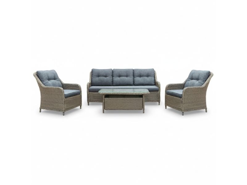 Arizona stoel-bank loungeset 5 personen | wicker | Ash Grey | 4-delig