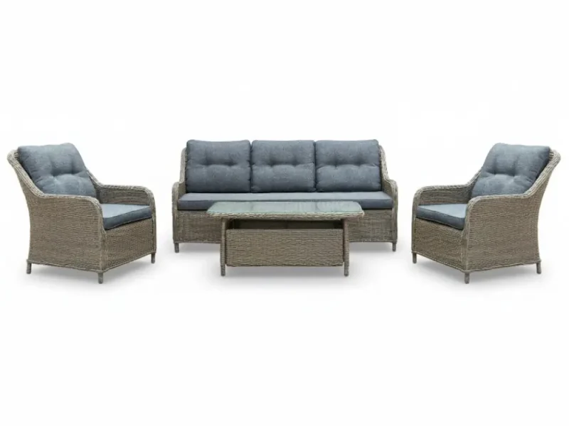 Arizona stoel-bank loungeset 5 personen | wicker | Ash Grey | 4-delig