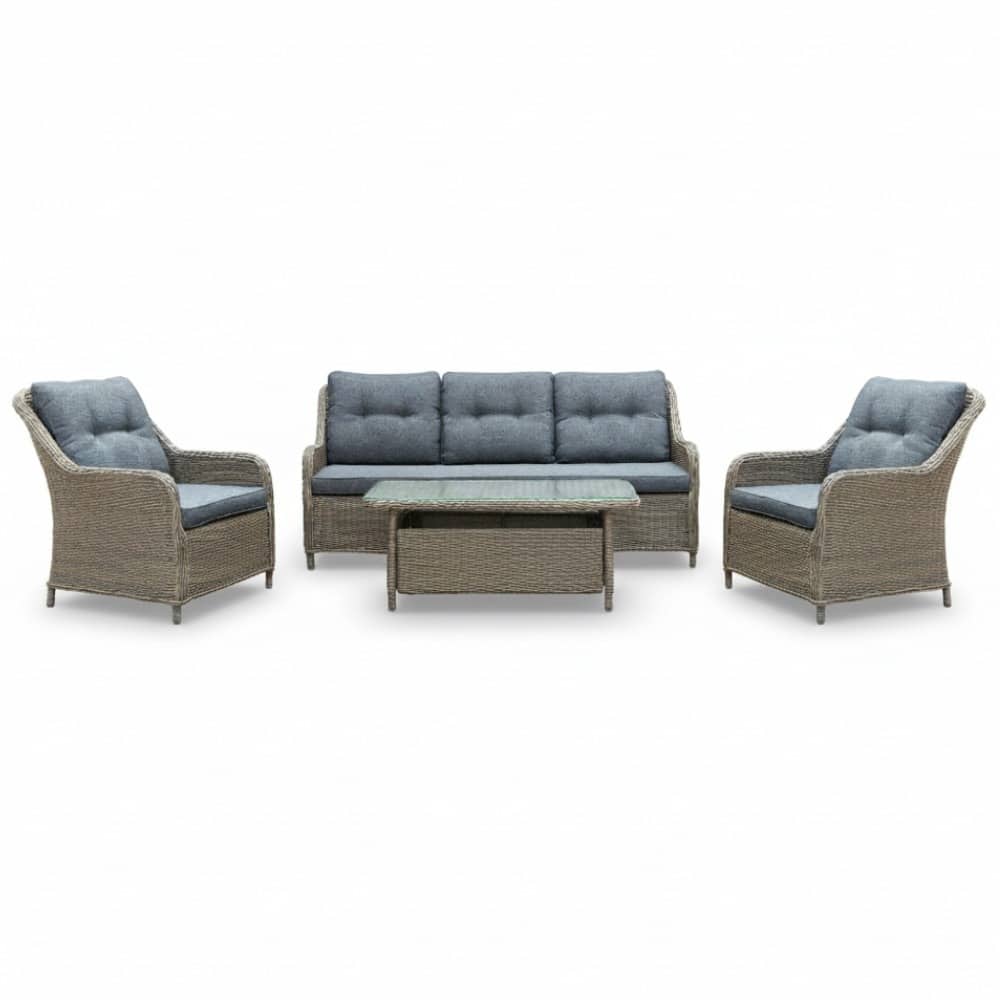 arizona stoel bank loungeset 5 personen | wicker | ash grey | 4 delig