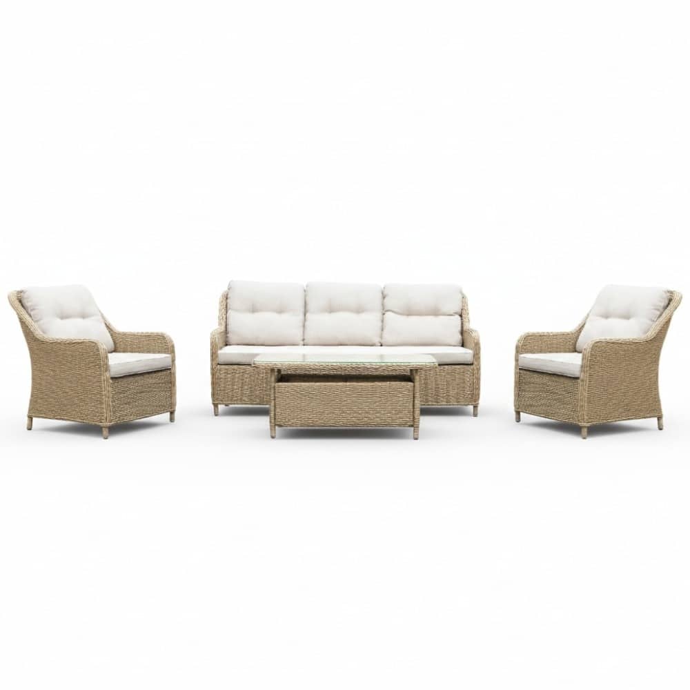 arizona stoel bank loungeset 5 personen | wicker | royal sand | 4 delig