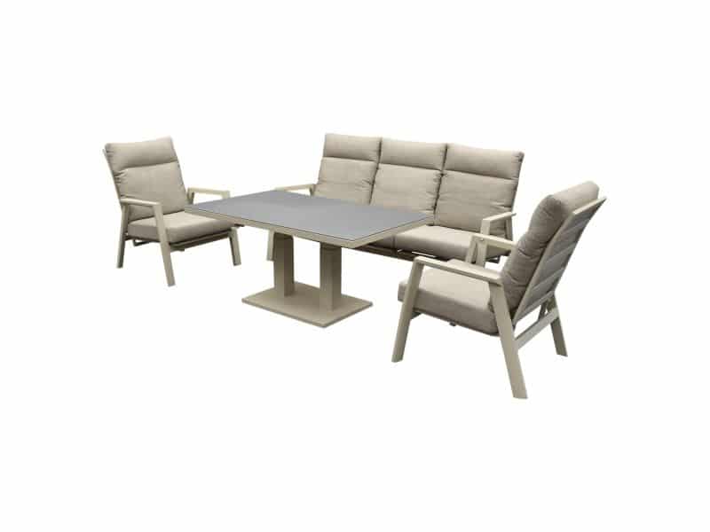 Barolo New York stoel bank dining loungeset 4 delig verstelbaar latte