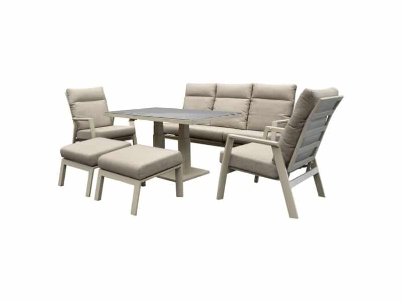 Barolo New York stoel bank dining loungeset 6 delig verstelbaar latte