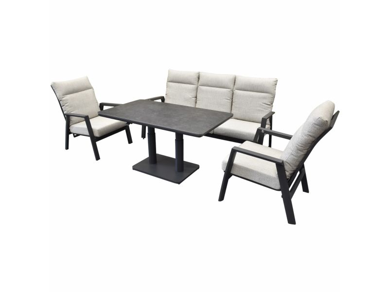 Barolo Pacific stoel bank dining loungeset 4 delig verstelbaar antraciet