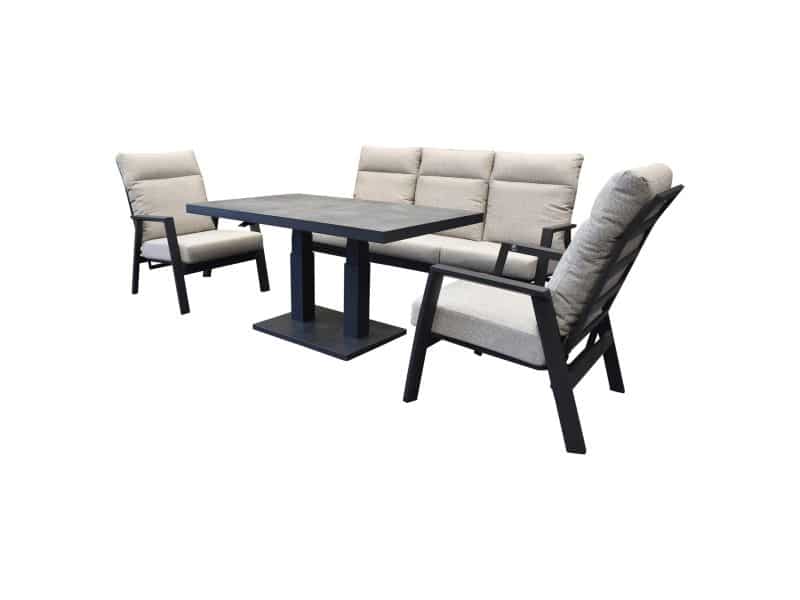 Barolo Pacific stoel bank dining loungeset 4 delig verstelbaar antraciet
