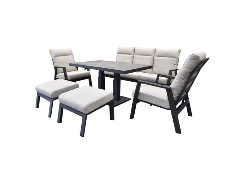 Barolo Pacific stoel bank dining loungeset 6 delig verstelbaar antraciet