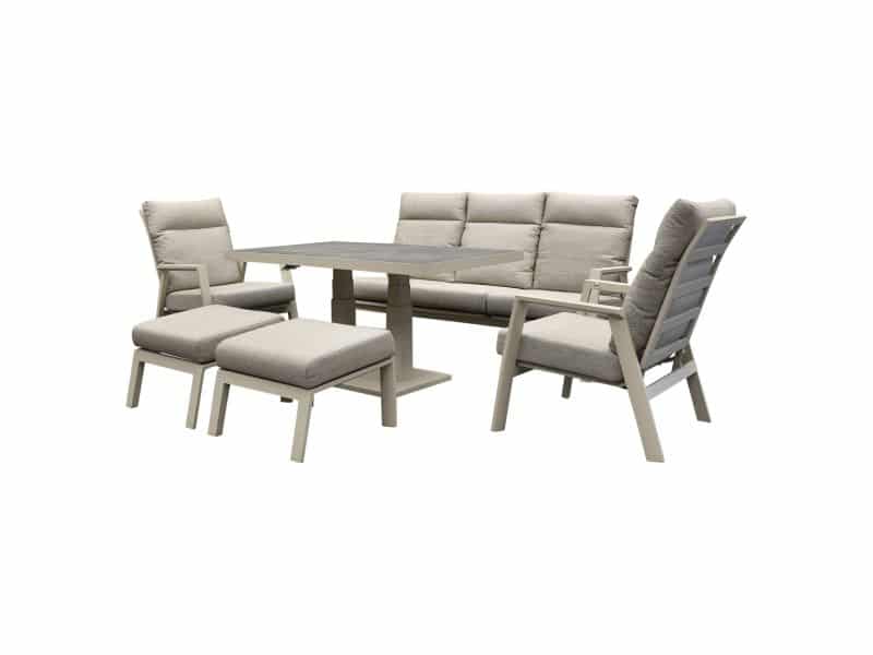 Barolo Pacific stoel bank dining loungeset 6 delig verstelbaar latte