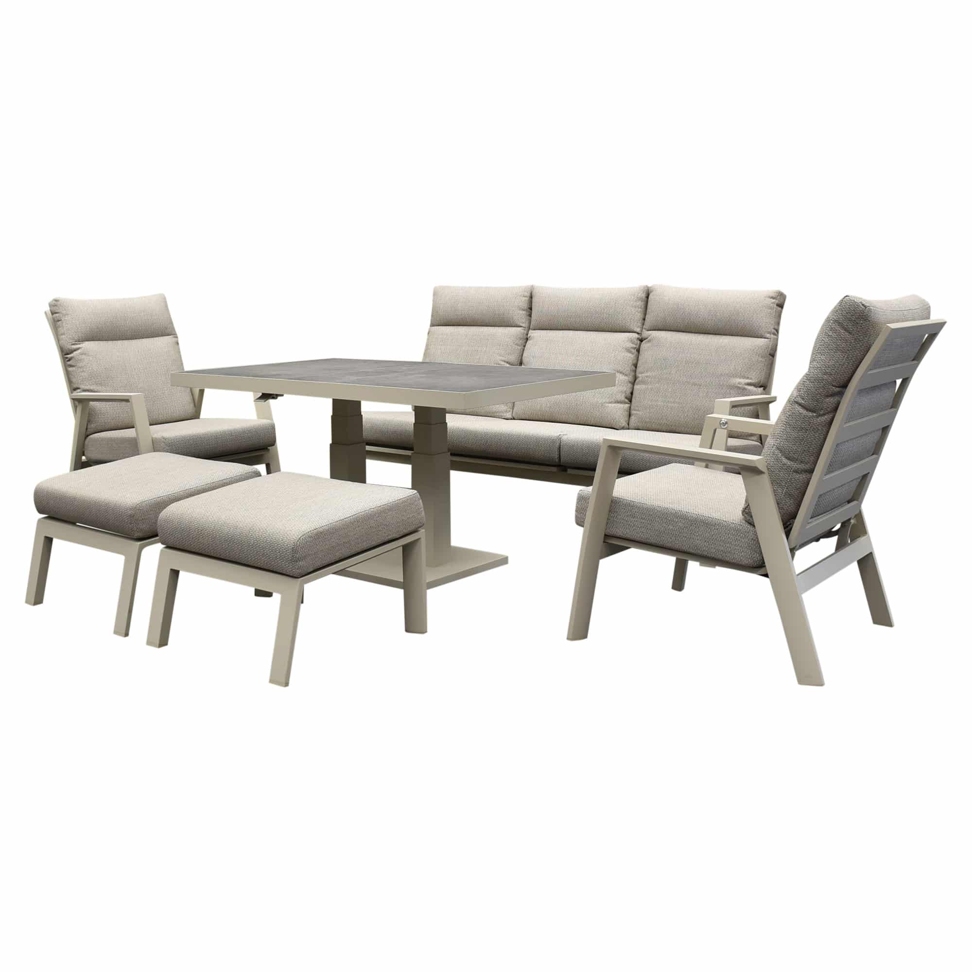 barolo pacific stoel bank dining loungeset 6 delig verstelbaar latte