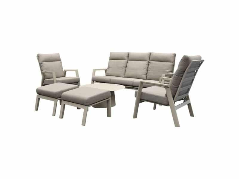 Barolo stoel bank loungeset 6 delig verstelbaar latte