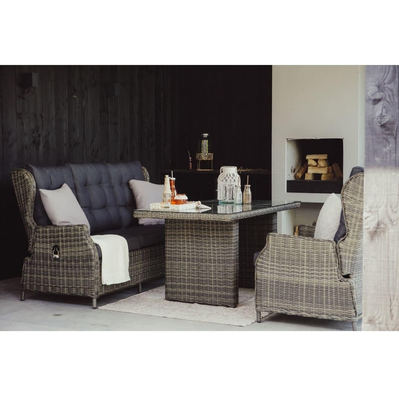 belfort stoel bank loungeset verstelbaar 5 personen | wicker | kobo grey | 4 delig