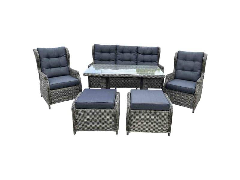Belfort stoel-bank loungeset - verstelbaar 7 personen | wicker | Kobo Grey | 6-delig