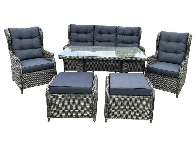 Belfort stoel-bank loungeset - verstelbaar 7 personen | wicker | Kobo Grey | 6-delig