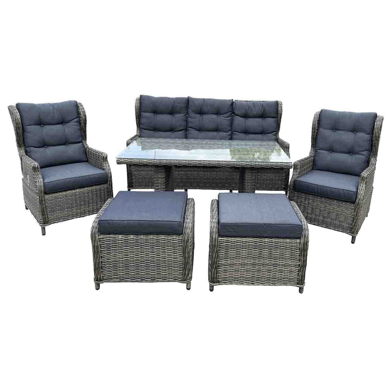 belfort stoel bank loungeset verstelbaar 7 personen | wicker | kobo grey | 6 delig