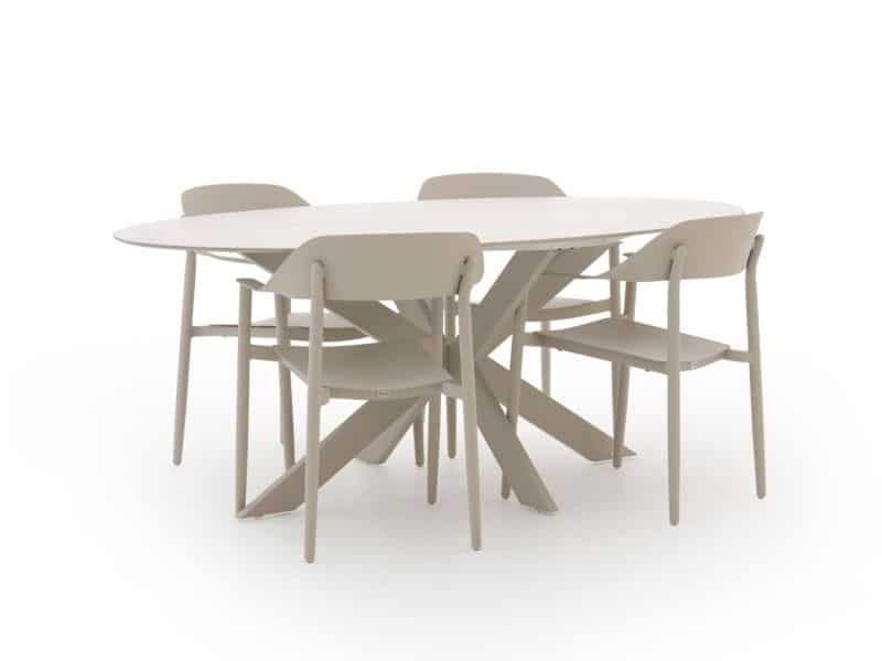 Bellagio Valli/Furato ellips 200cm dining tuinset 5-delig - Laagste prijsgarantie!