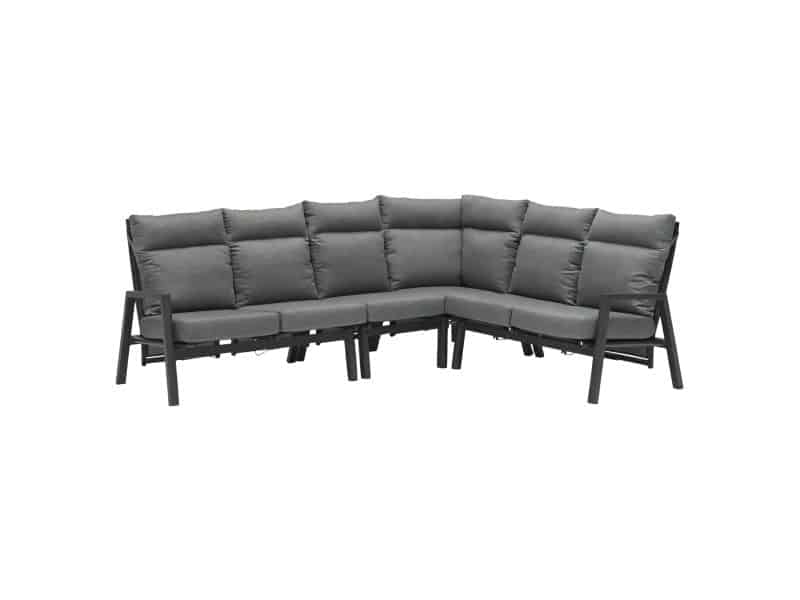 Caribbean verstelbare hoek loungeset 4 delig aluminium antraciet