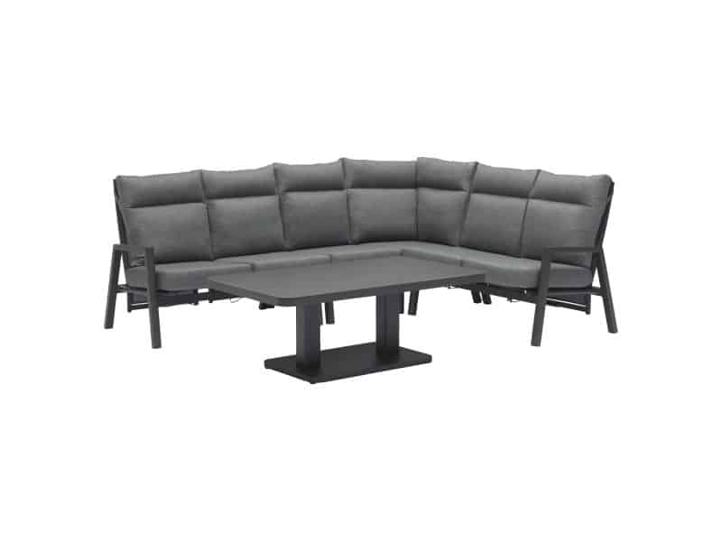 Caribbean verstelbare hoek loungeset 5 delig aluminium antraciet